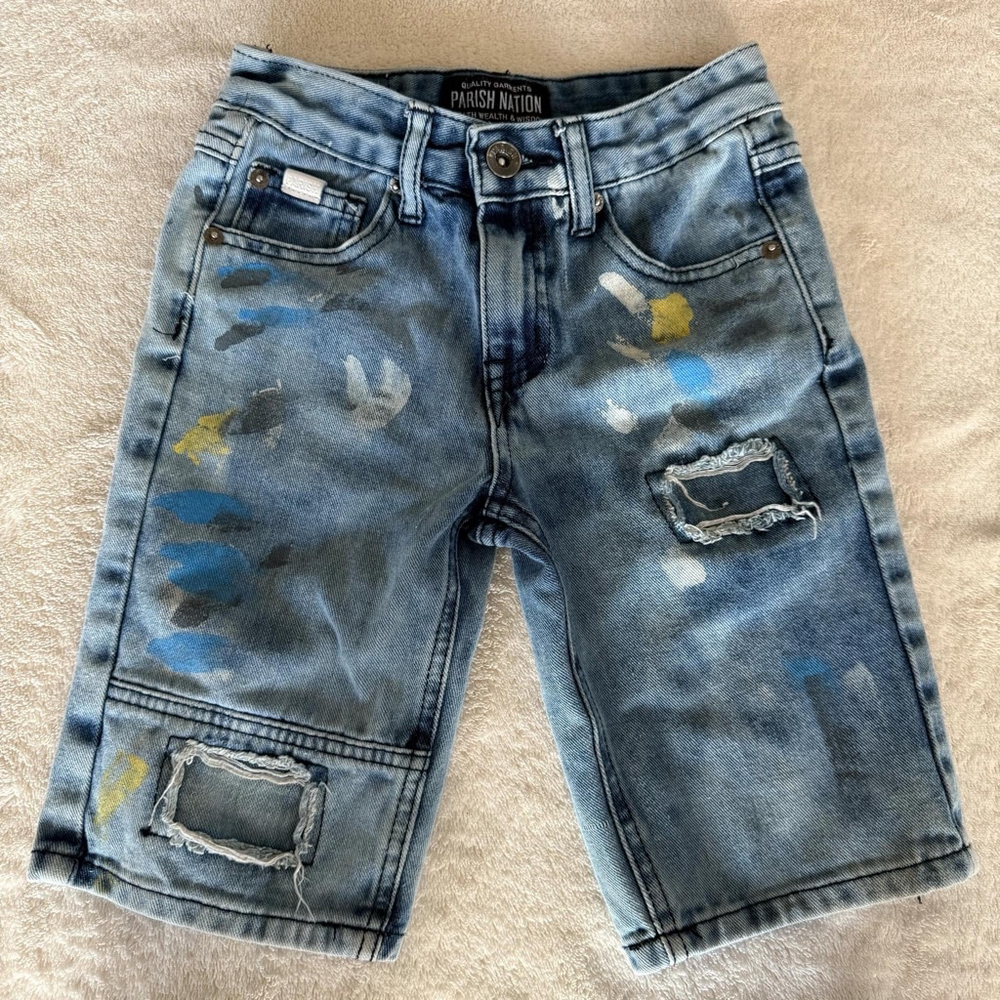 Boys Parish Nation Denim Shorts Size 5 Blue